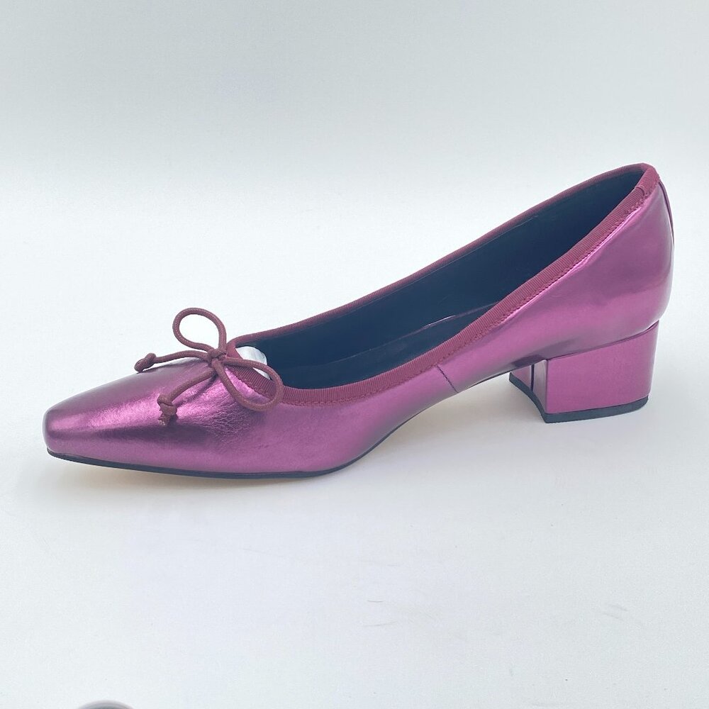 FOWT Purple Square Pumps Bowknot Low Chunky Block Heels Slip On Party Date Shoes